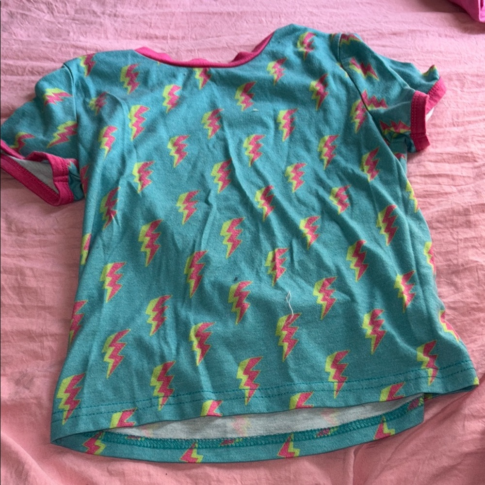 Kids Lightning Bolt Shirt - Teal and Pink